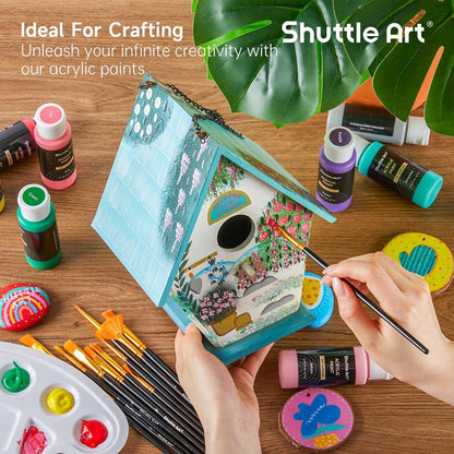 Shuttle Art Acrylfarben Set 36 Farben 60ml mit Pinselset