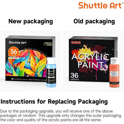 Shuttle Art Acrylfarben Set 36 Farben 60ml mit Pinselset