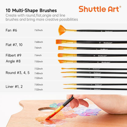 Shuttle Art Acrylfarben Set 36 Farben 60ml mit Pinselset
