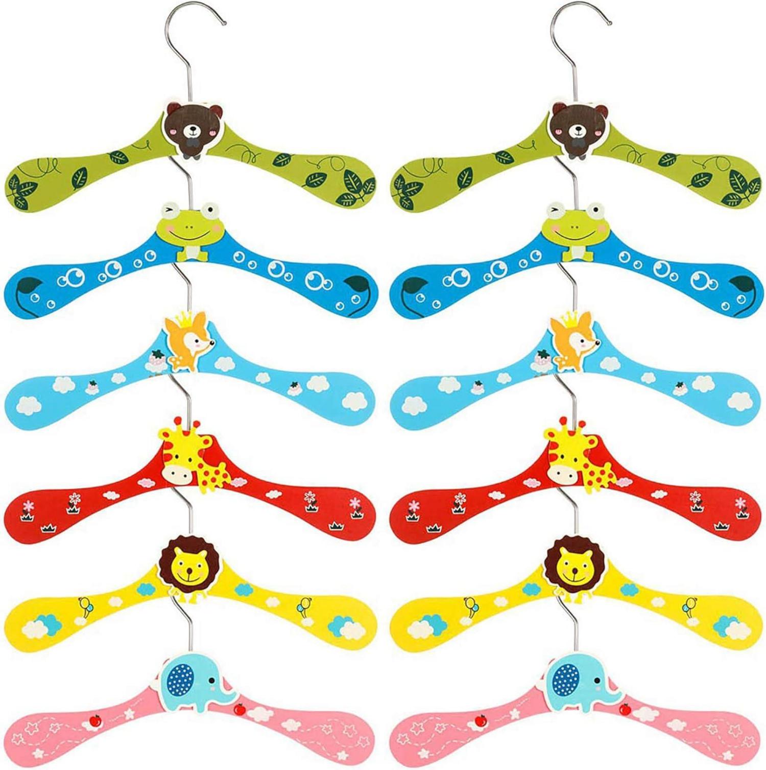 Kleiderbügel Cartoon Holz Bunt Baby Tiermotive 12 Stk