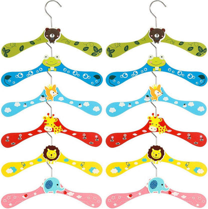 Kleiderbügel Cartoon Holz Bunt Baby Tiermotive 12 Stk