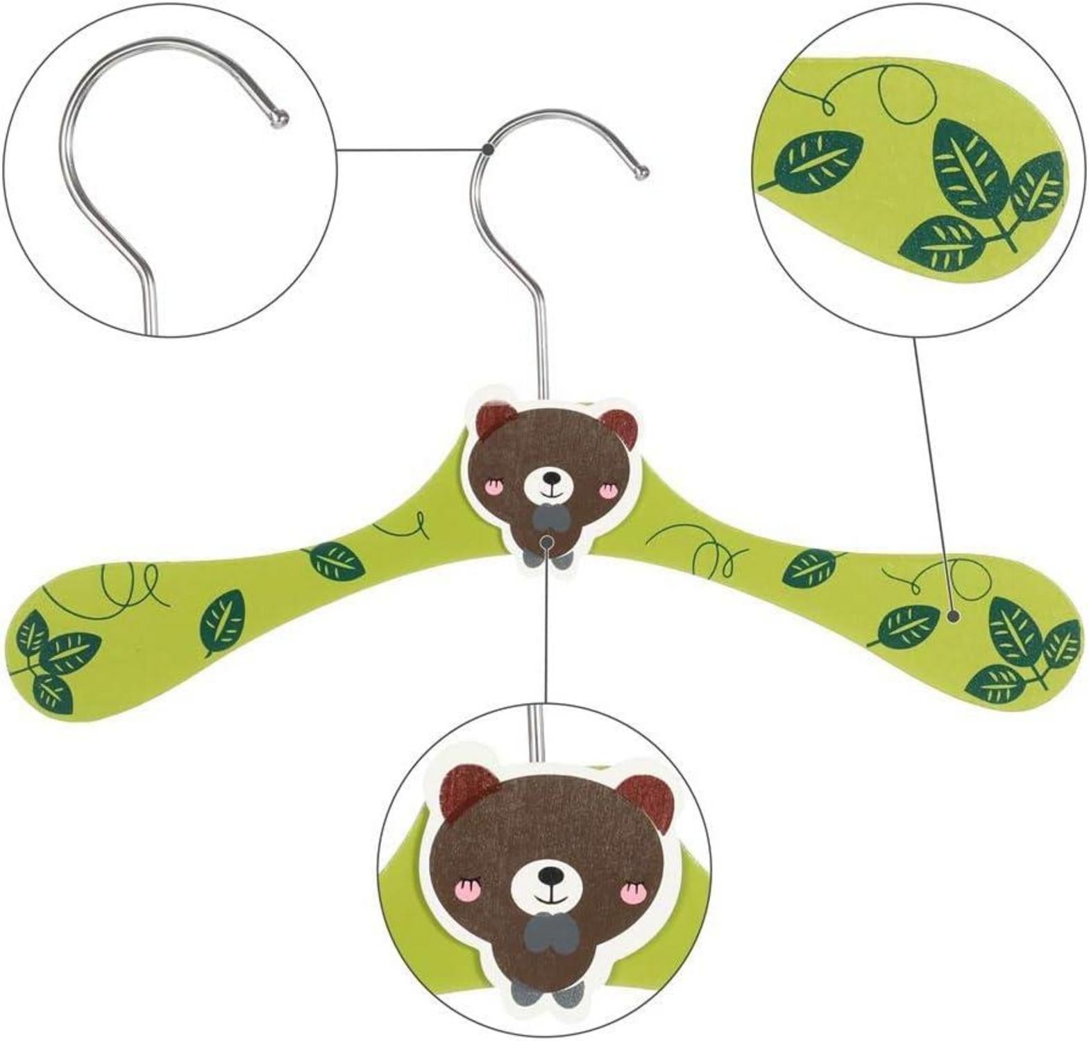 Kinder Kleiderbügel Set Cartoon Tiermotive 12 Stück Holz Bunt Baby Hose Haken