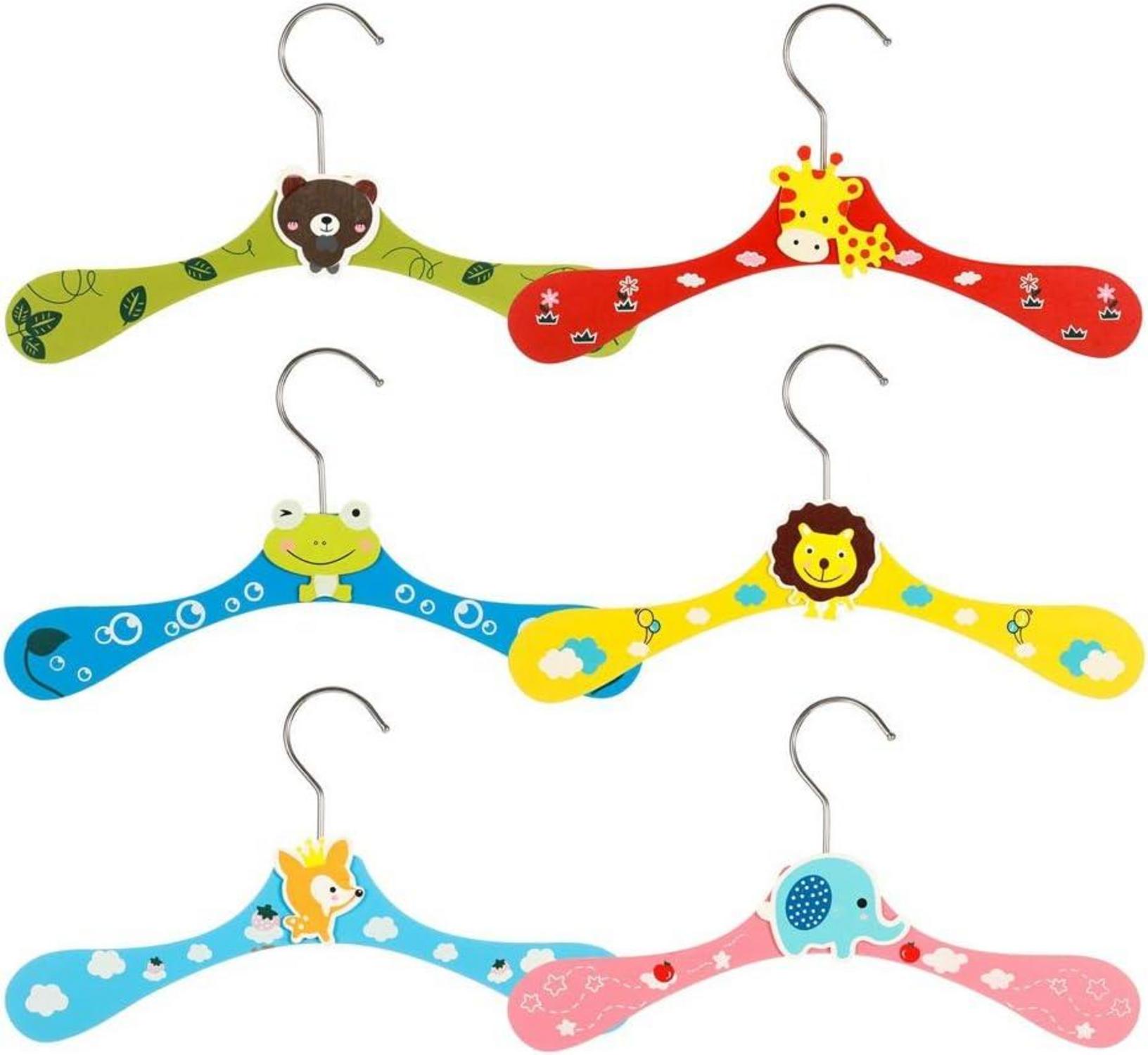 Kleiderbügel für Kinder 12 Stück Cartoon Hölzerne Tiermotive