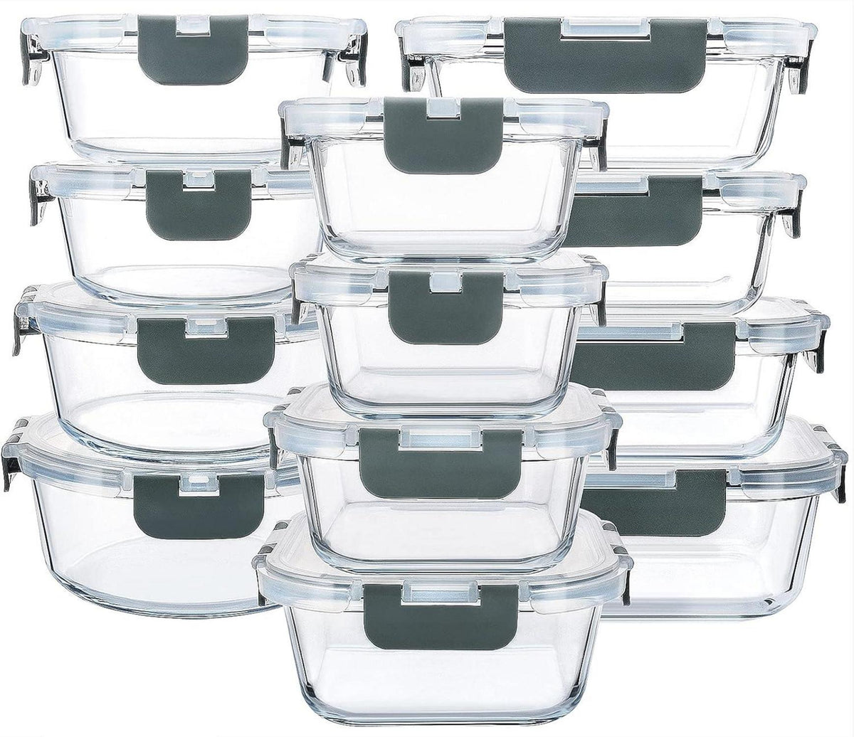 24-teiliges Glas-Frischhaltedosen Set für Küche oder Restaurant