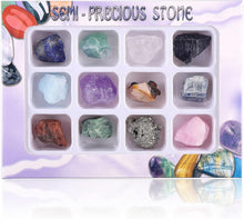 12x Edelstein Rohsteine Mischung in Box für Chakra