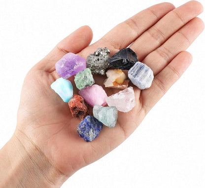 12x Natursteine Rohsteine Mischung Box Chakra Heilsteine Feng Shui