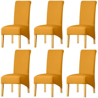 Stuhlhussen XL, hohe Rückseite, Senfgelb, Set 6