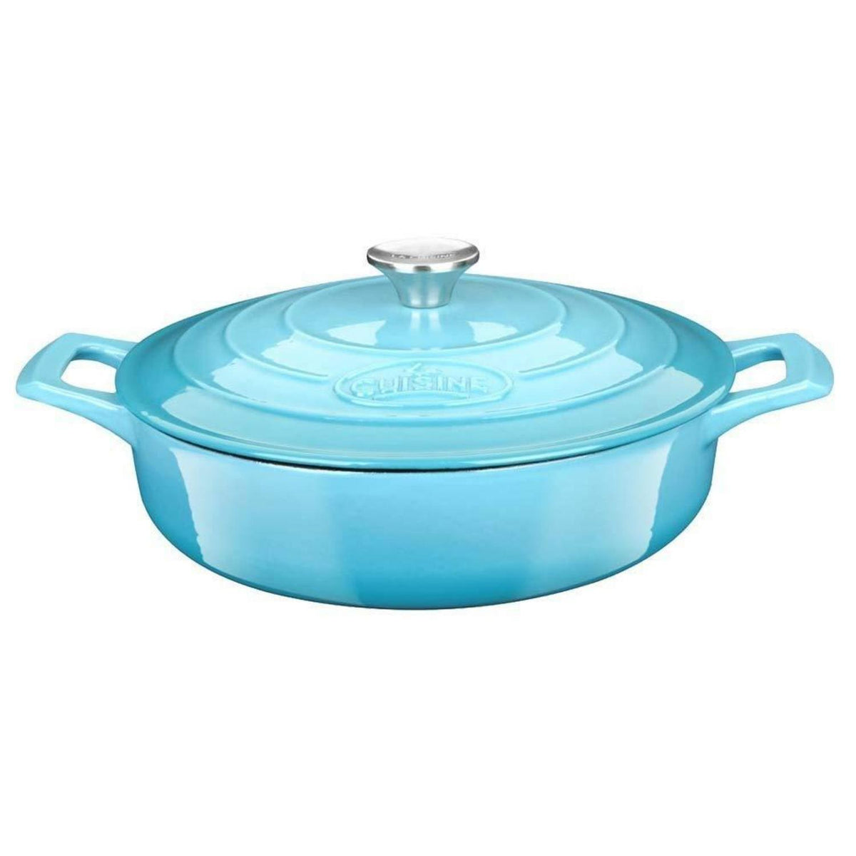 Gusseisen Sauteuse 28 cm – Emaillierte Schmorpfanne Blaugrün