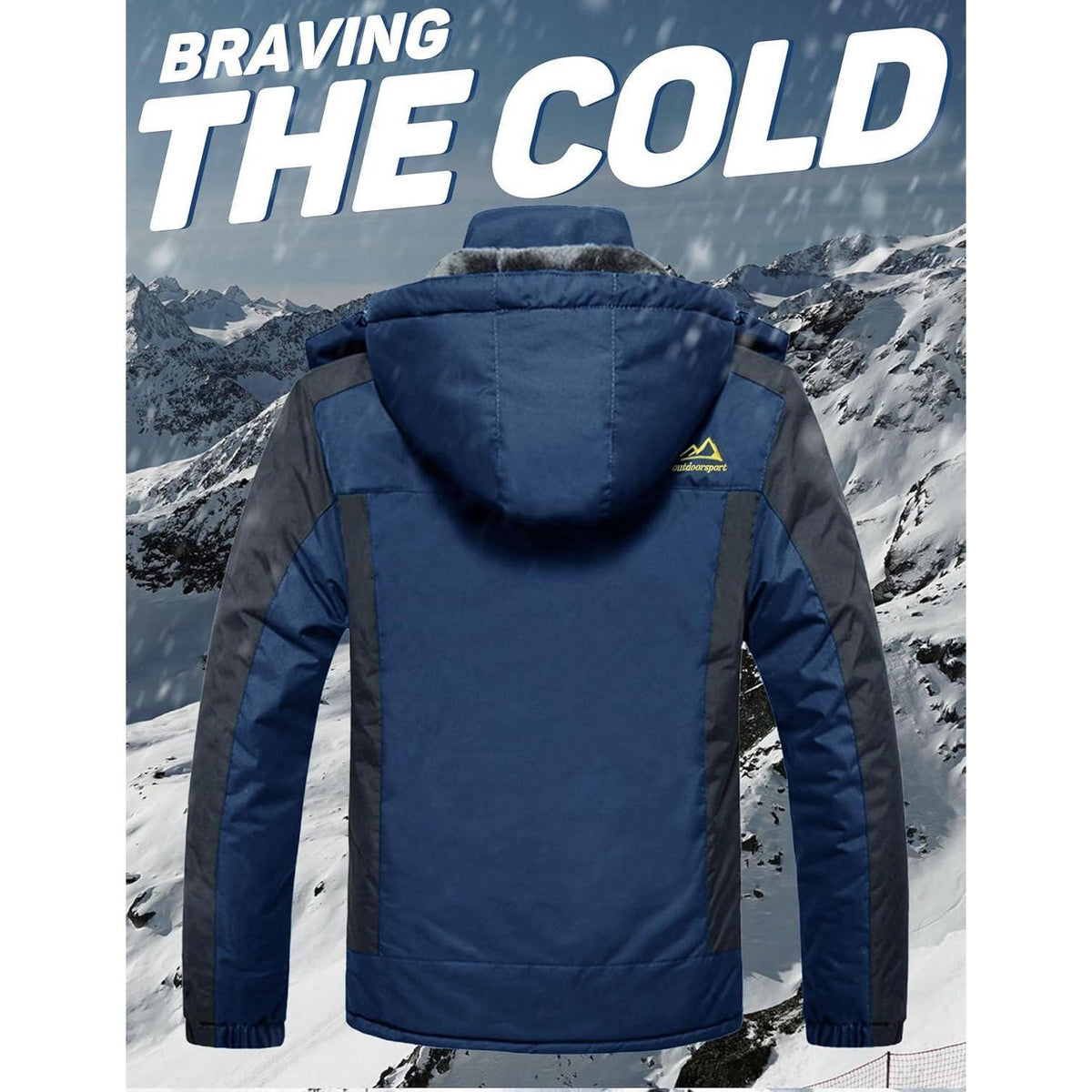 Herren Fleecejacke Winter Warm Gefüttert Skijacke Blau M