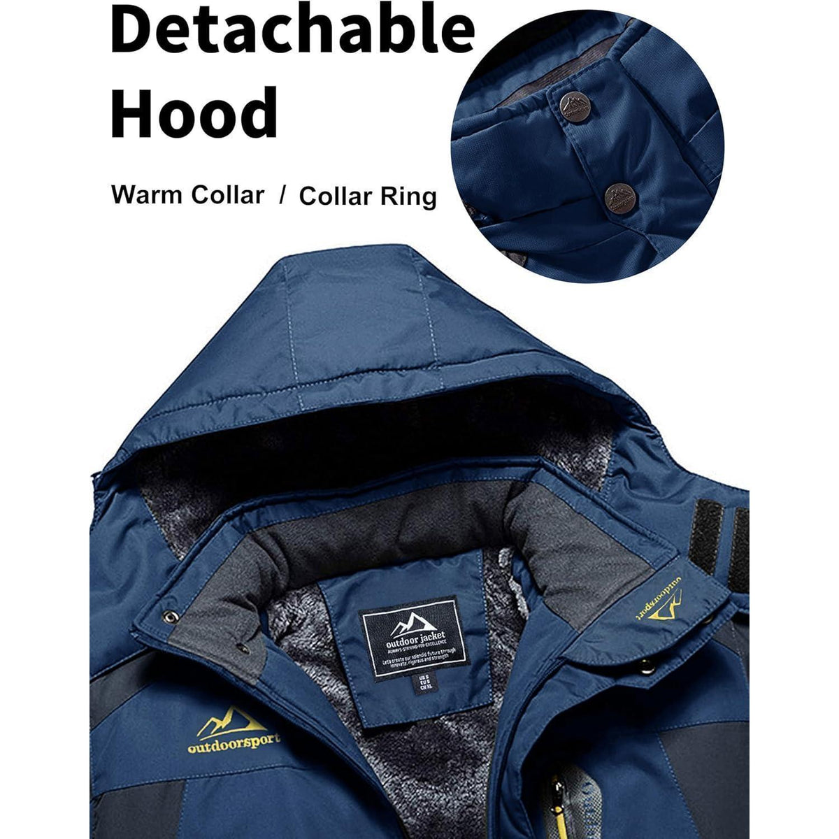 Herren Fleecejacke Winter Warm Gefüttert Skijacke Blau XXL