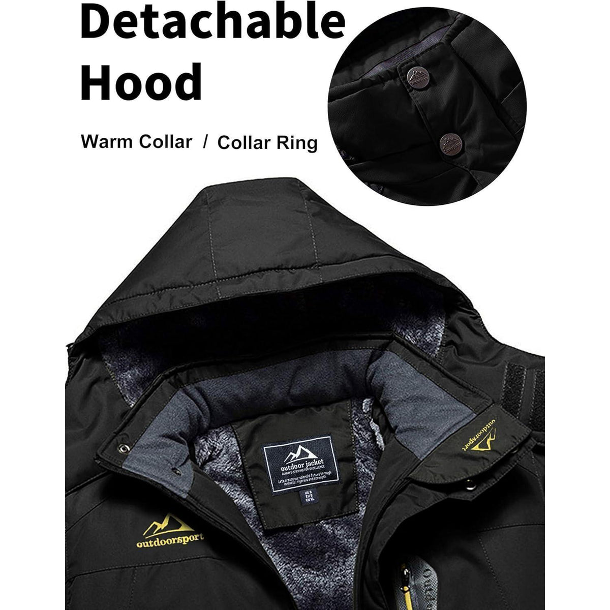 Herren Fleecejacke Winter Warm Gefüttert Skijacke Winddicht Wasserdicht