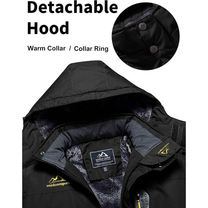 Herren Fleecejacke Winter Warm Gefüttert Skijacke Winddicht Wasserdicht