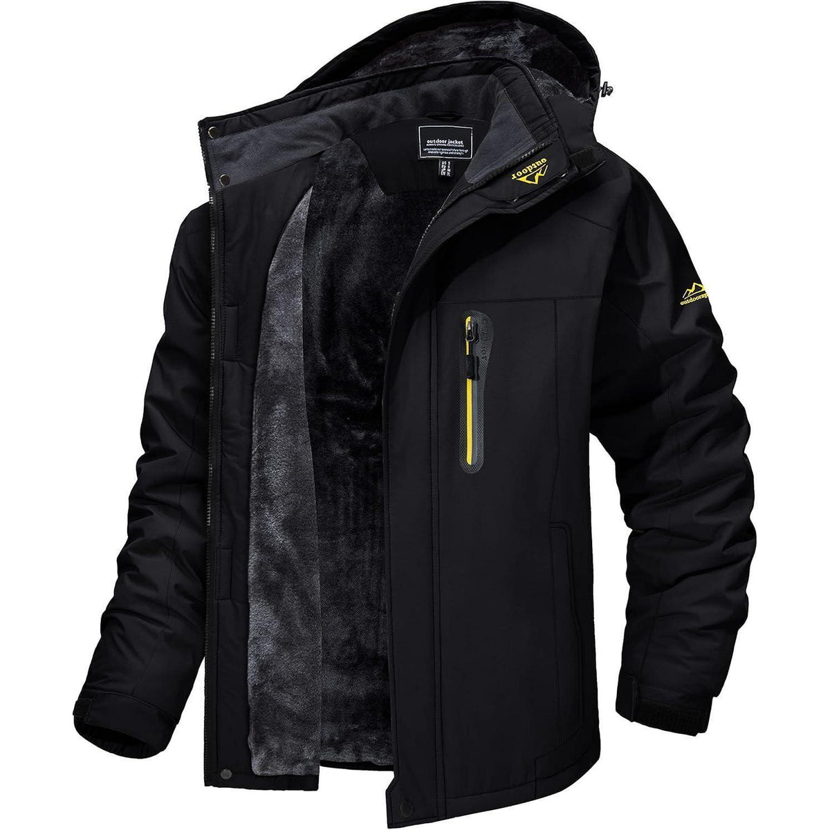 Herren Winterjacke warm gefüttert winddicht wasserdicht Dunkles-Schwarz XXL