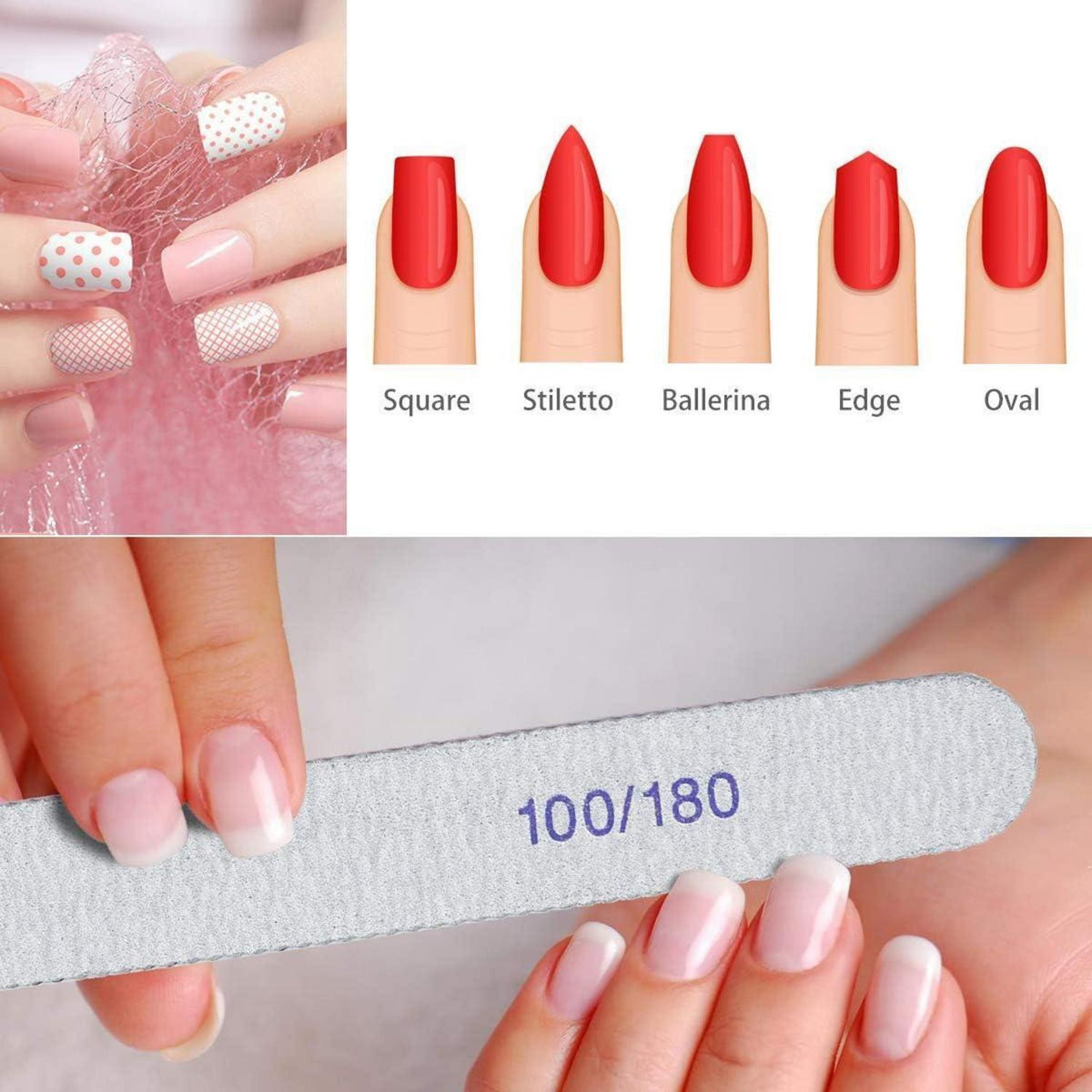 Nagelfeilen Set 15 Stück, Doppelseitig 100/180, Waschbar