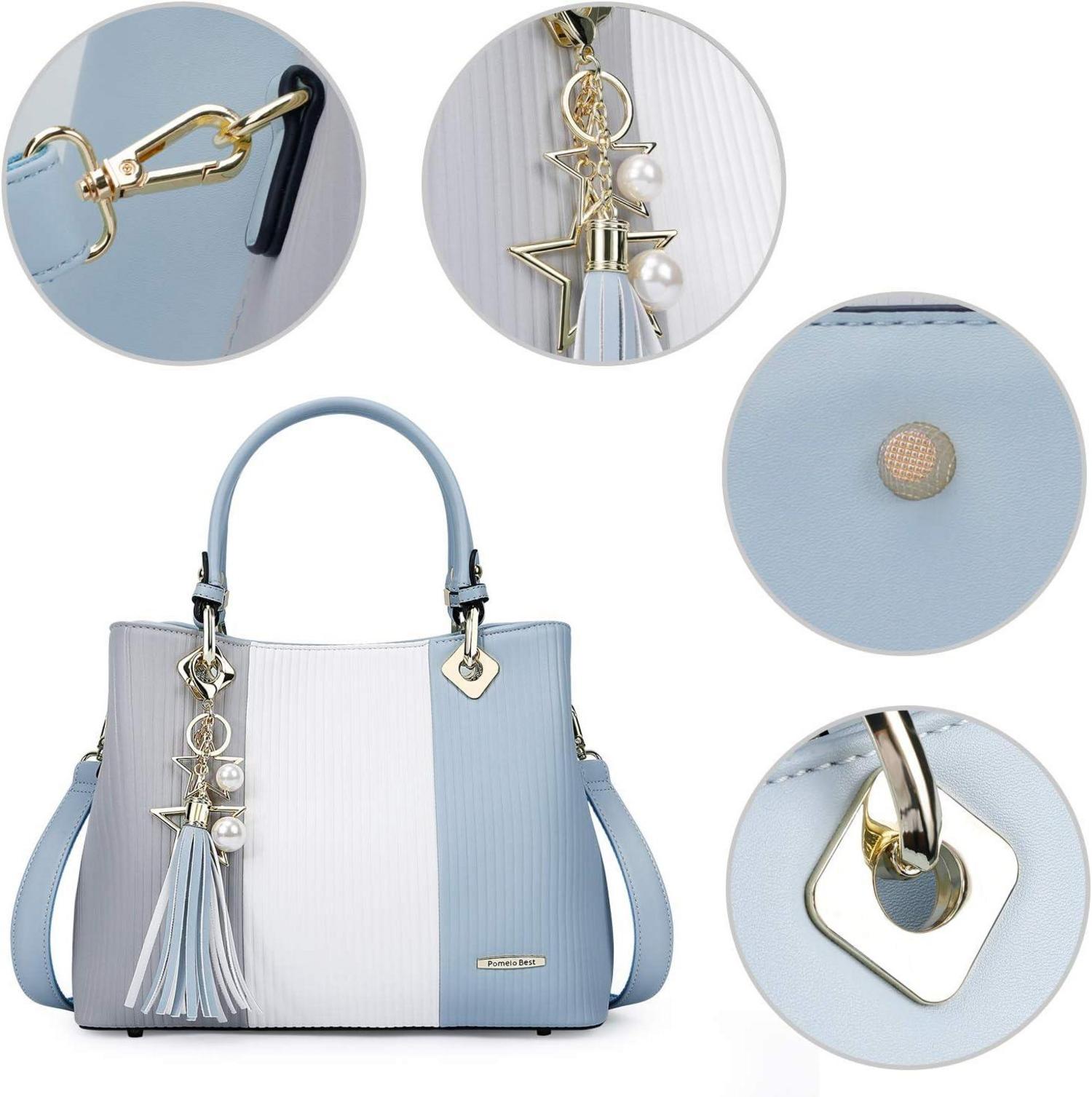 Pomelo Best Damen Handtasche gestreift Umhängetasche mehrere Innentaschen