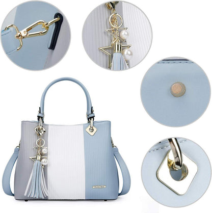Pomelo Best Damen Handtasche gestreift Umhängetasche mehrere Innentaschen
