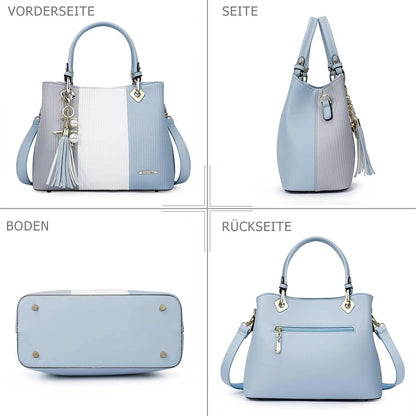 Damen Handtasche gestreift Umhängetasche in Multicolor mit Innentaschen