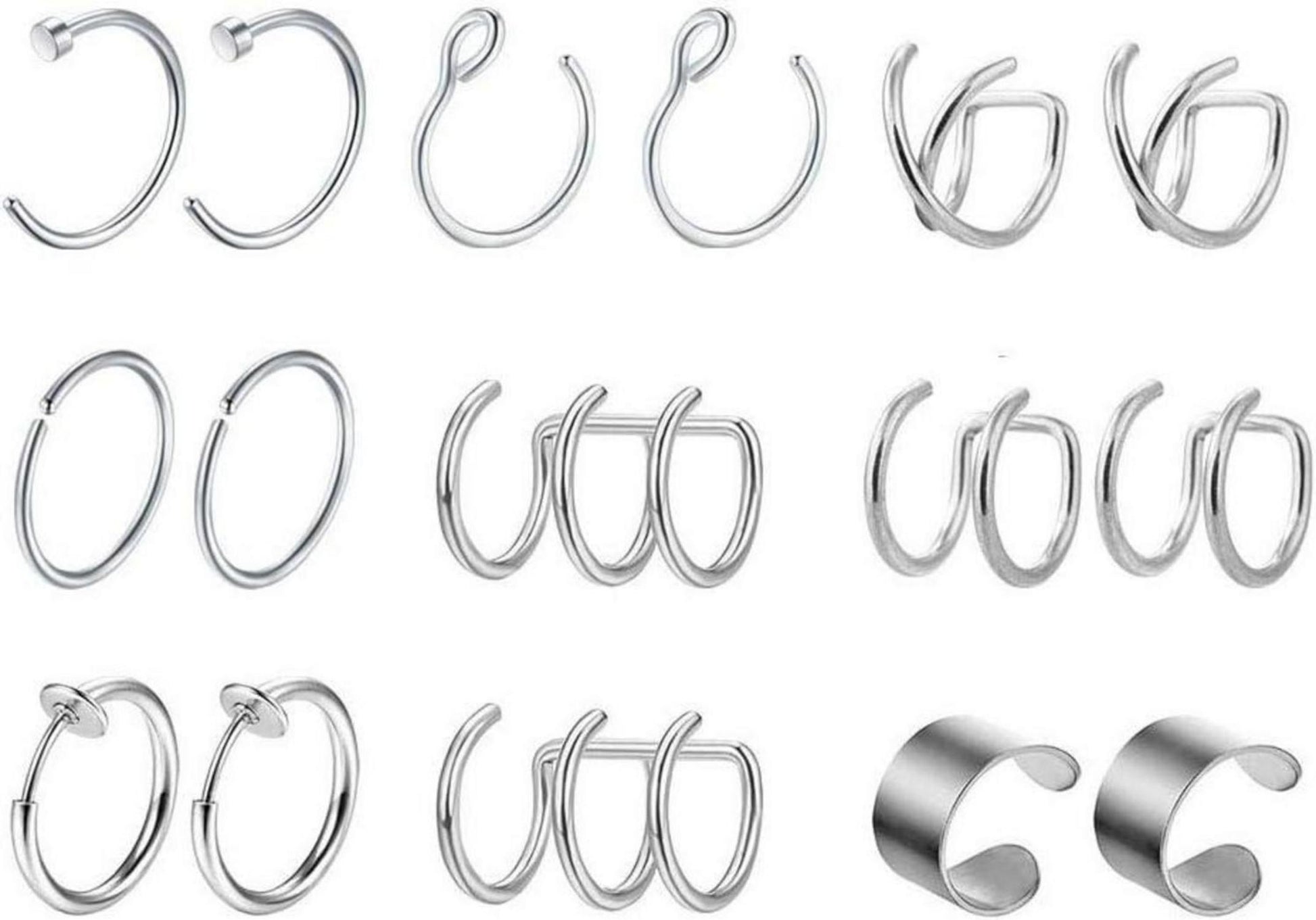 Fake Piercings Ohrklemme Edelstahl Ohr Manschette Clip on