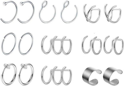 Fake Piercings Ohrklemme Edelstahl Ohr Manschette Clip on