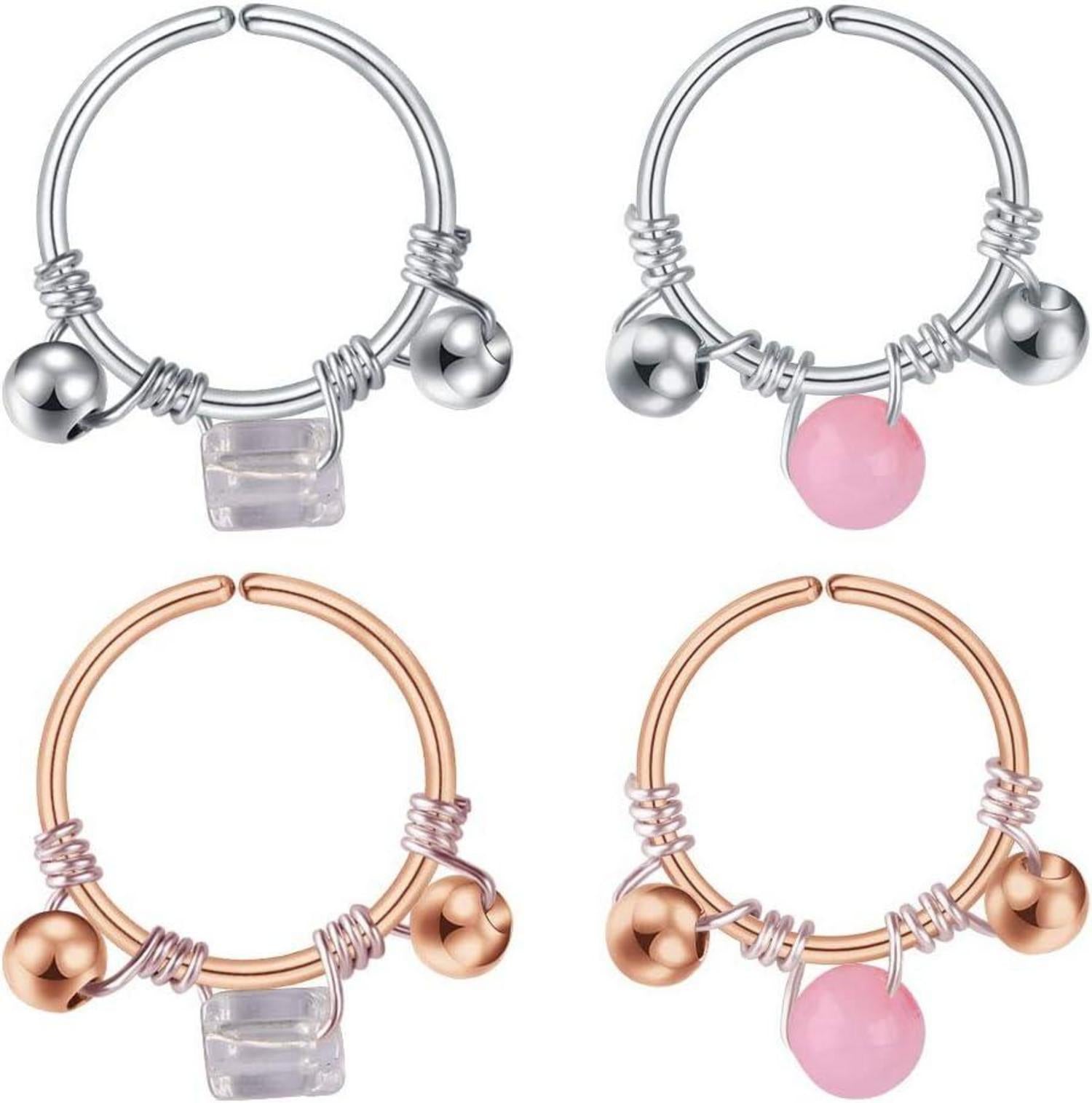 Mayhoop 20G Nasenpiercing Fake Chirurgenstahl Silber Hoop 4er Set