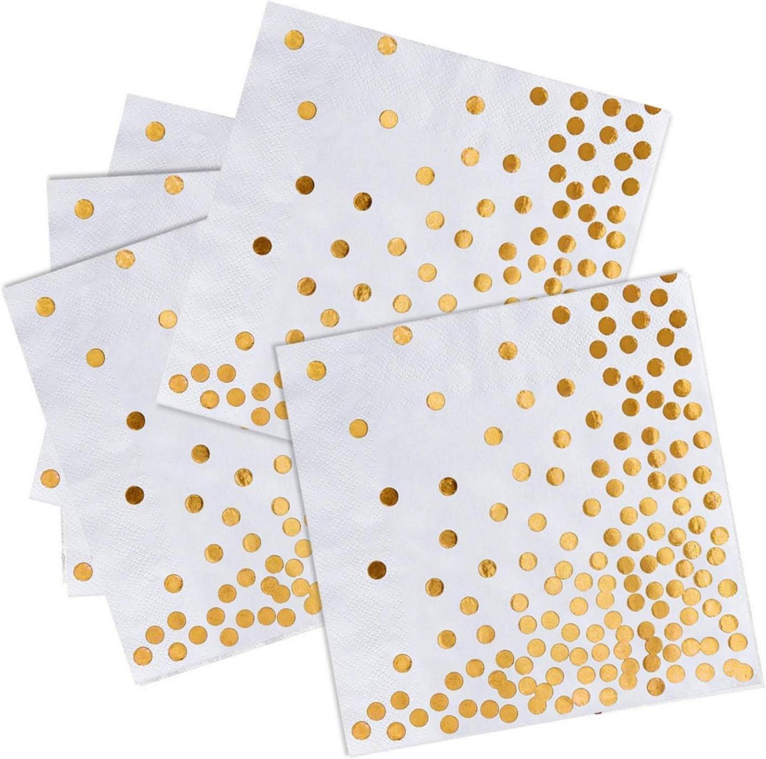 50 Stk Goldene Happy Birthday Party Servietten 3-lagig 33x33cm