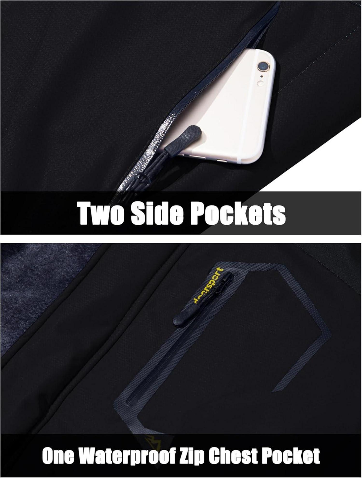 MAGCOMSEN Herren Winter Skijacke Fleece Gefüttert Softshelljacke Schwarz 3XL