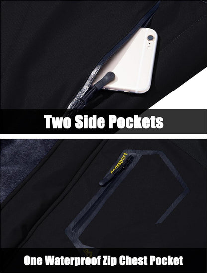 MAGCOMSEN Herren Winter Skijacke Fleece Gefüttert Softshelljacke Schwarz 3XL