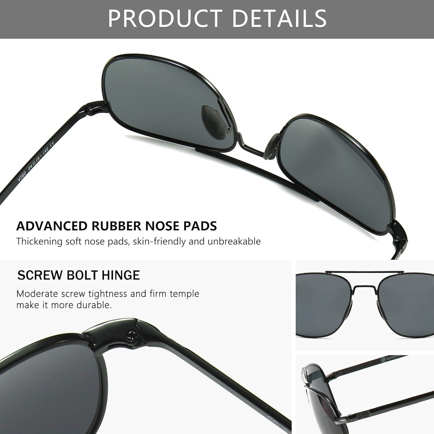 Polarisierte Piloten-Sonnenbrille für Herren mit Bajonett-Tempel