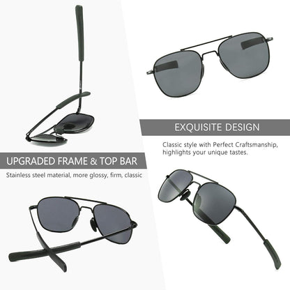 Polarisierte Herren Militär Sonnenbrille Pilot Style - Bajonett-Tempel