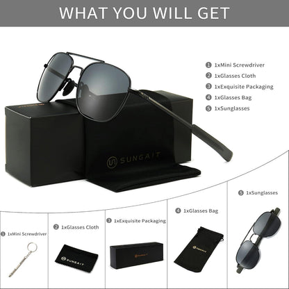 Herren Polarisierte Piloten Sonnenbrille Militär Style