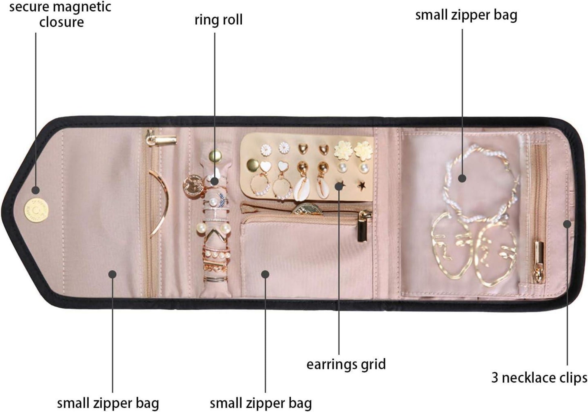 Schmuck Organizer Tasche Reise Schmuckaufbewahrung Ringe Ohrringe Halsketten