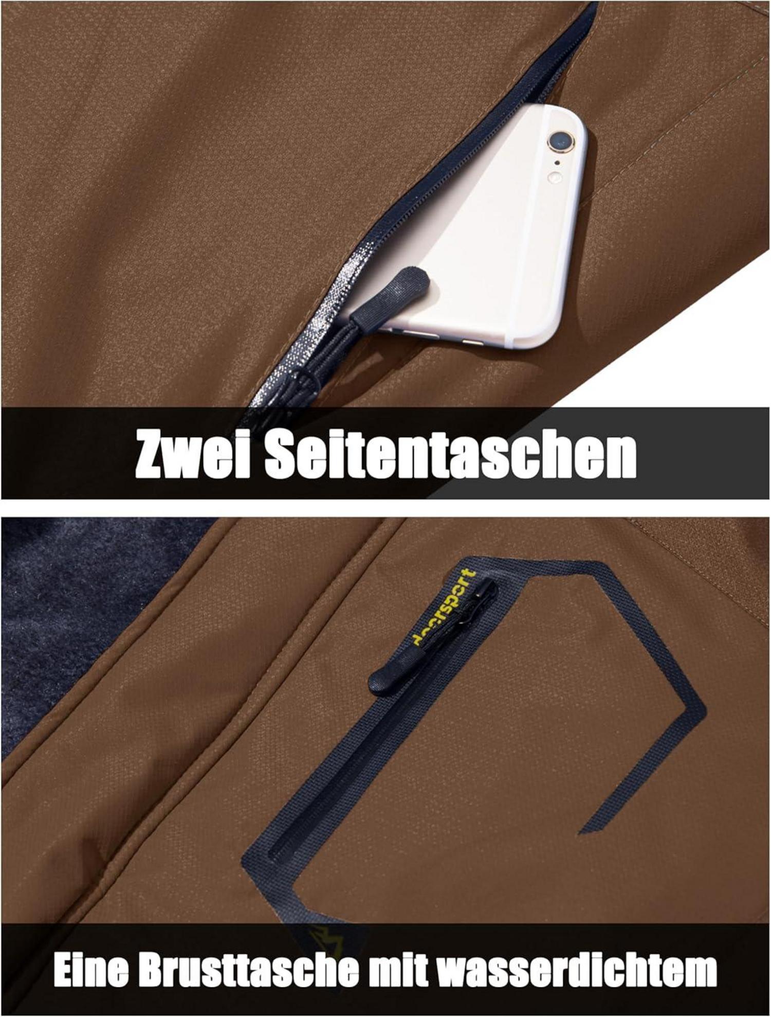 Herren Winter Skijacke Fleece Softshelljacke Wasserdicht Atmungsaktiv L