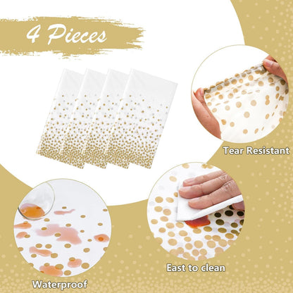 Goldene Einweg Tischdecke 137x274 cm, 4er Set