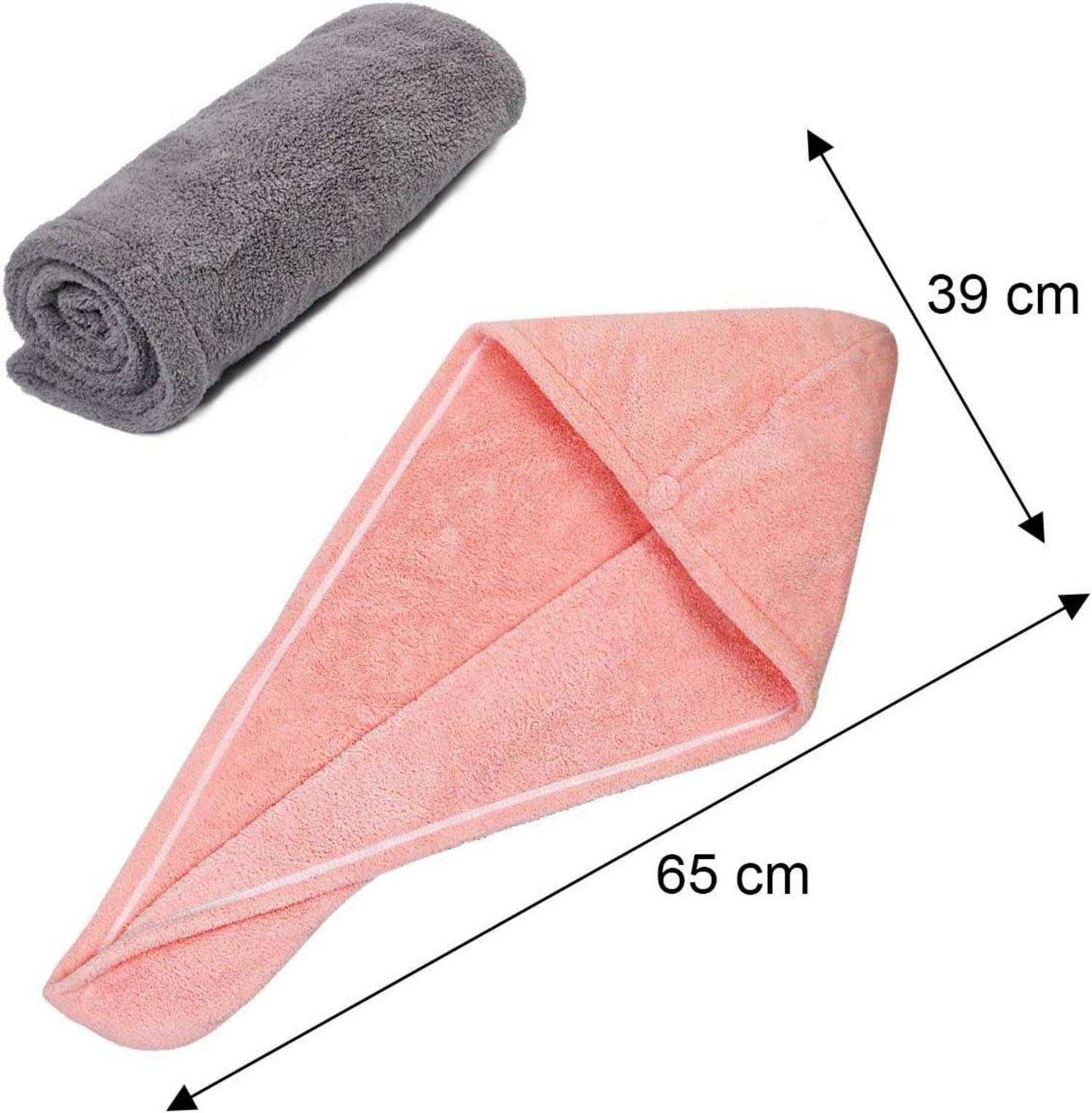 Haarturban Handtuch 3er Set Schnelltrocknend Mikrofaser Pink Grau Lila