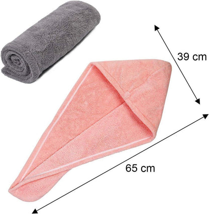 Haarturban Handtuch 3er Set Schnelltrocknend Mikrofaser Pink Grau Lila