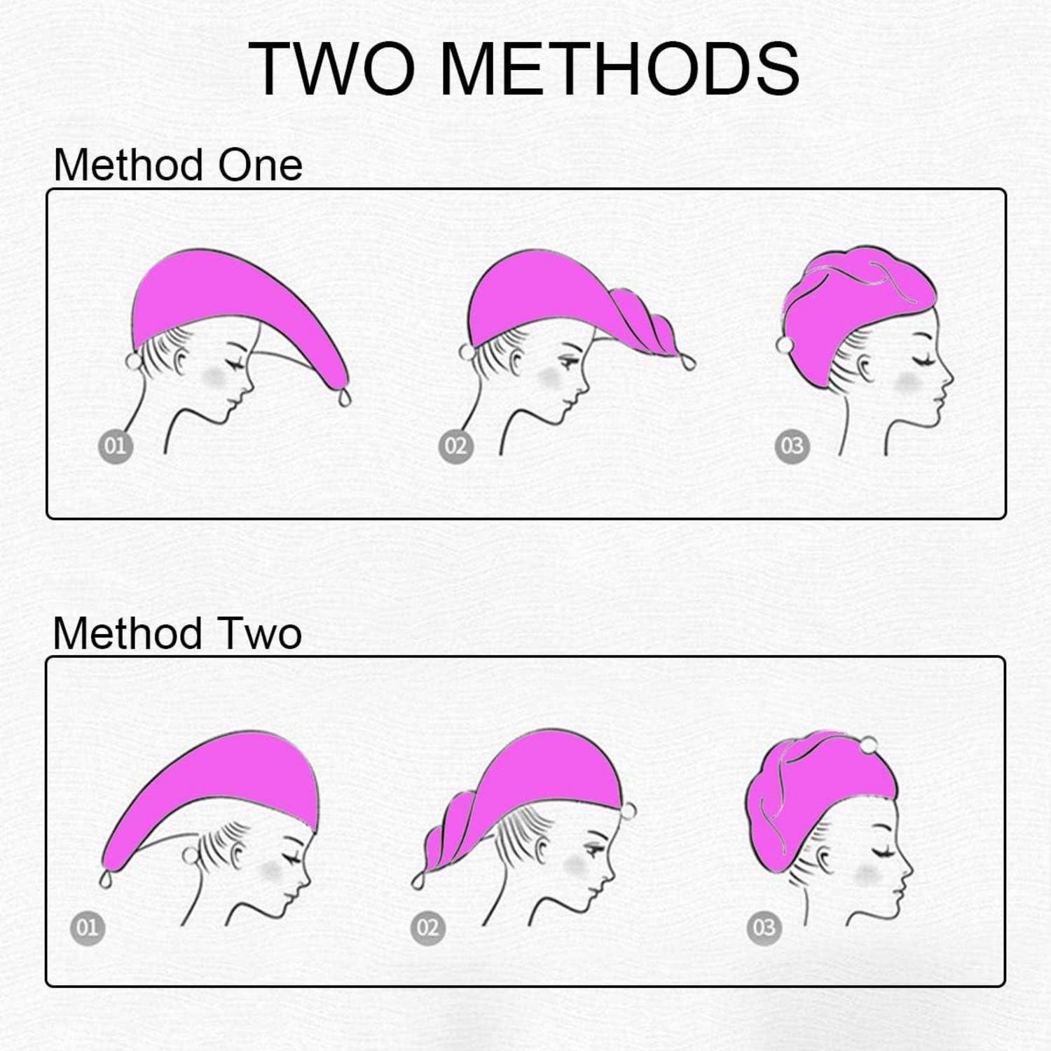 Haarturban Handtuch 3 Stück Schnelltrocknend Mikrofaser Pink Grau Lila