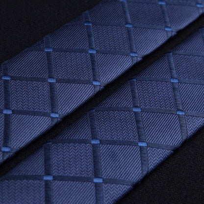 Herren Hosenträger Set Marineblau Kariert mit Fliege und Einstecktuch