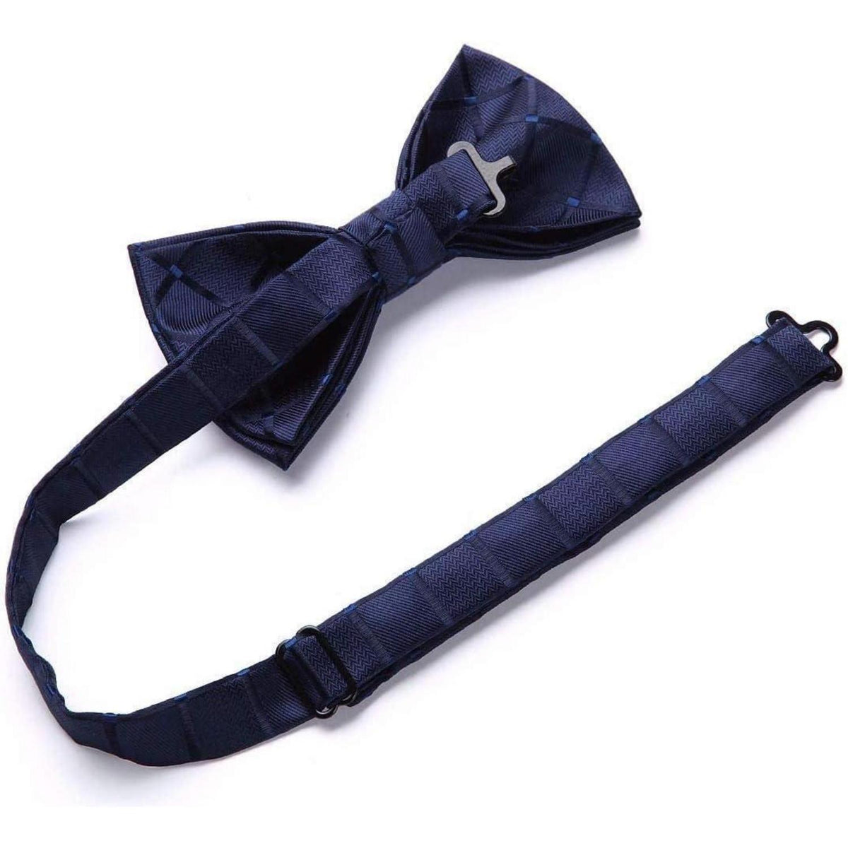 Herren Hosenträger Set Marineblau Kariert mit Fliege und Einstecktuch