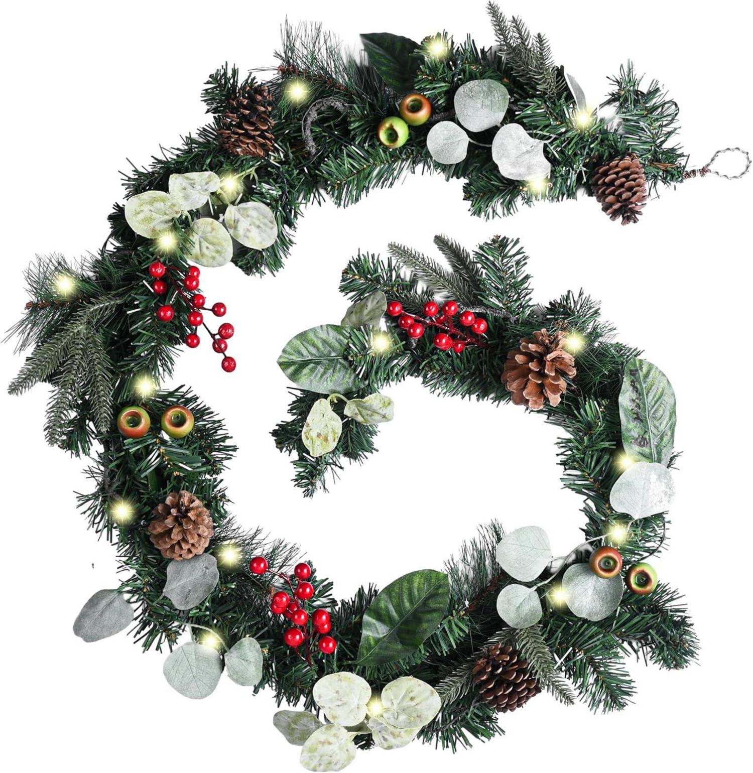 LED Weihnachtsgirlande mit Timer-Funktion 183cm künstlich deco Treppe