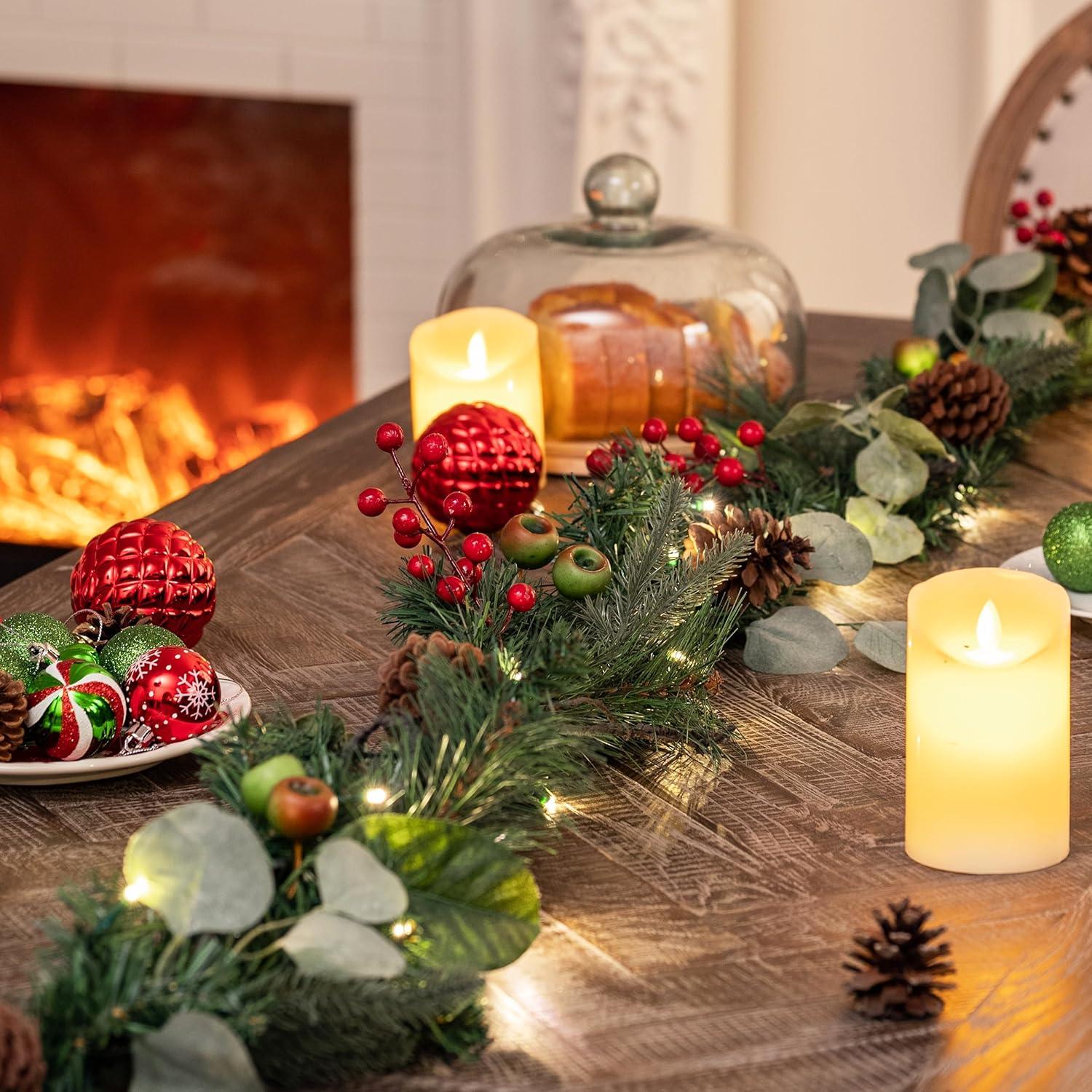 LED Weihnachtsgirlande mit Timer-Funktion 183cm künstlich deco Treppe