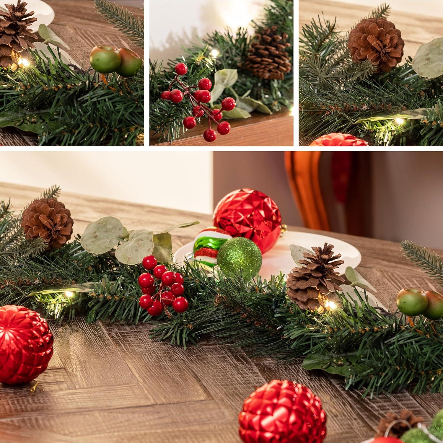 183cm LED Weihnachtsgirlande mit Timer, künstliche Tannengirlande