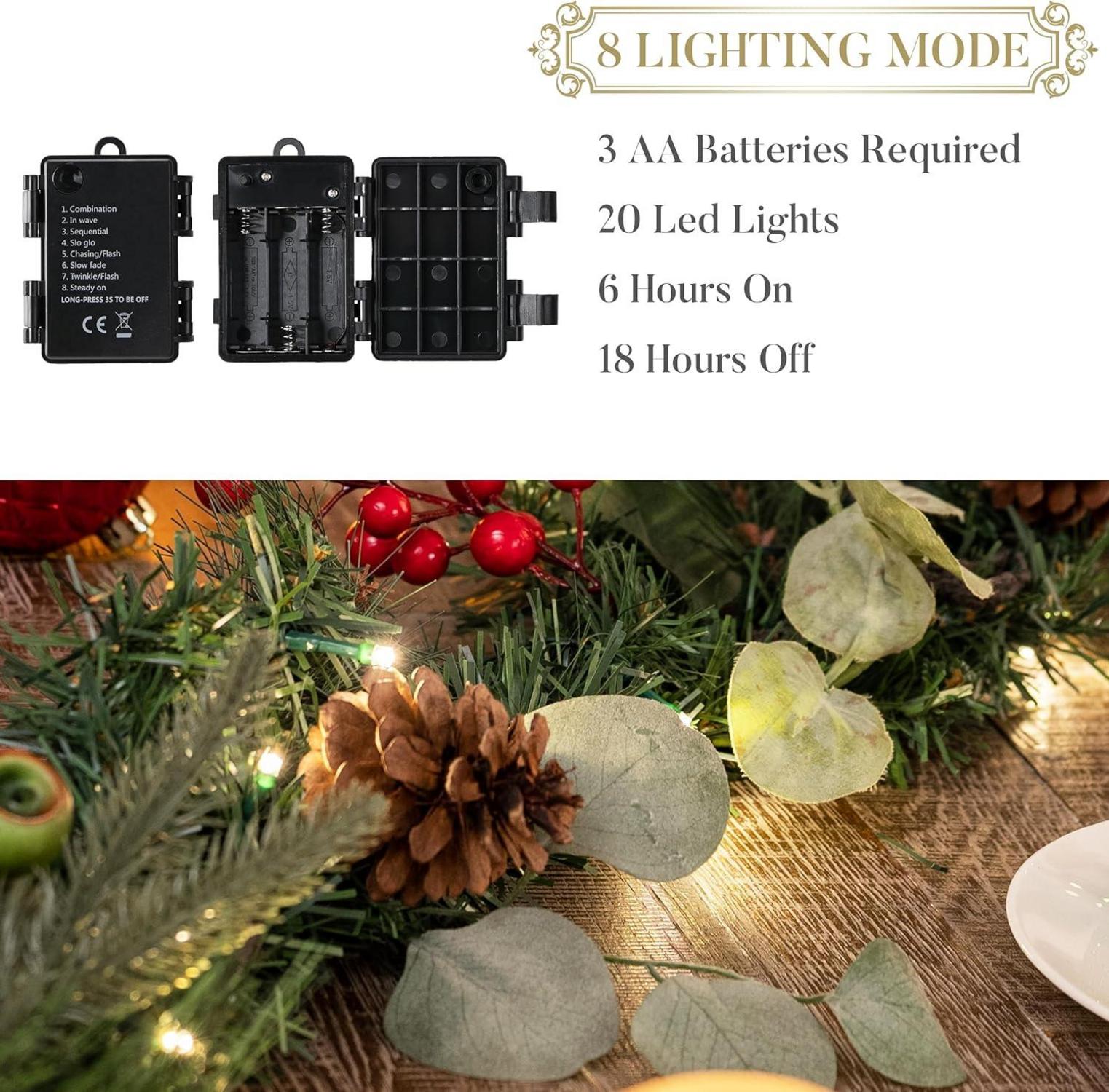 LED Weihnachtsgirlande 183cm Timer Funktion künstliche Weihnachtsdeko