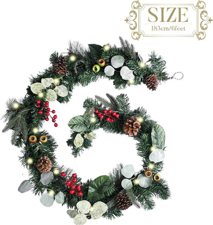 Weihnachtsgirlande mit LED-Lichtern und Timer Funktion, 183cm