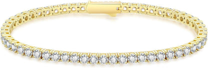 Elegantes 14K Gold Tennisarmband mit Zirkonia Steinen 3mm