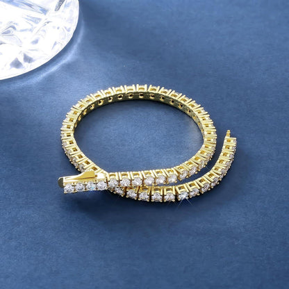 Damen Tennisarmband 14K vergoldet mit Zirkonia Kristall 3mm 17,8cm