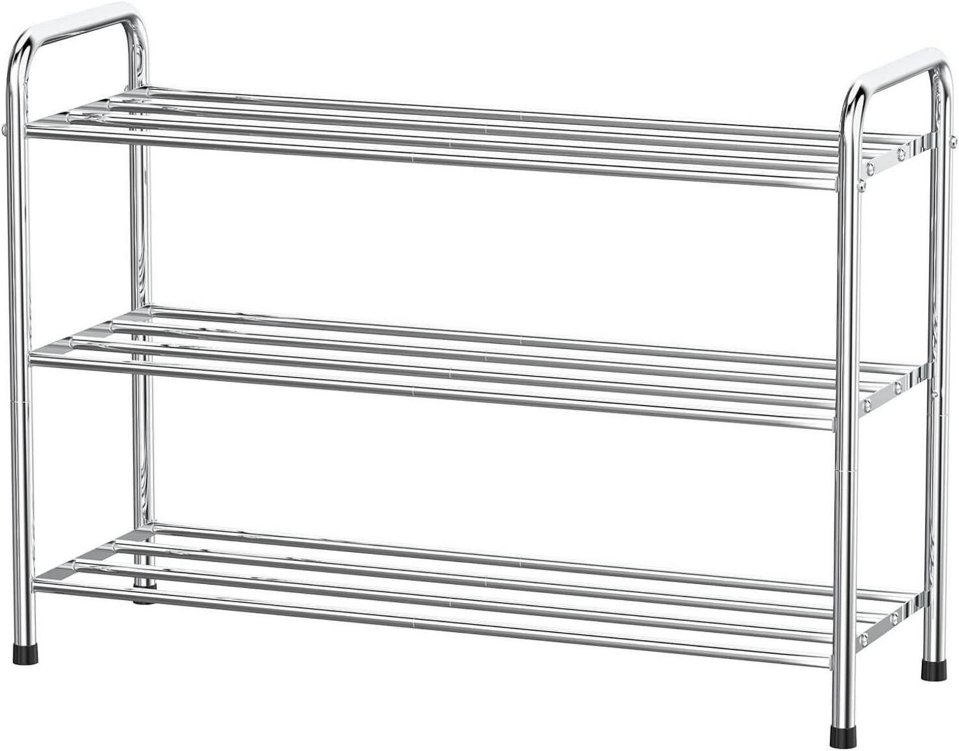 Schuhregal Edelstahl 3 Ebenen für 9-12 Paar Schuhe 68x26x55cm