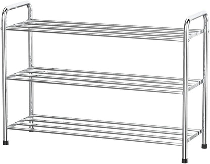 Schuhregal Edelstahl 3 Ebenen für 9-12 Paar Schuhe 68x26x55cm