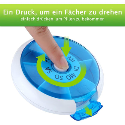 Opret Pillendose 7 Tage klein Medikamentenbox Rund Blau