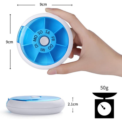 Opret Pillendose 7 Tage klein Medikamentenbox Rund Blau