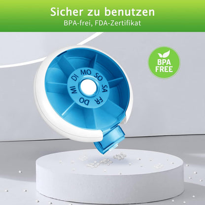 Opret Pillendose 7 Tage Drehfächer Klein BPA-frei Blau